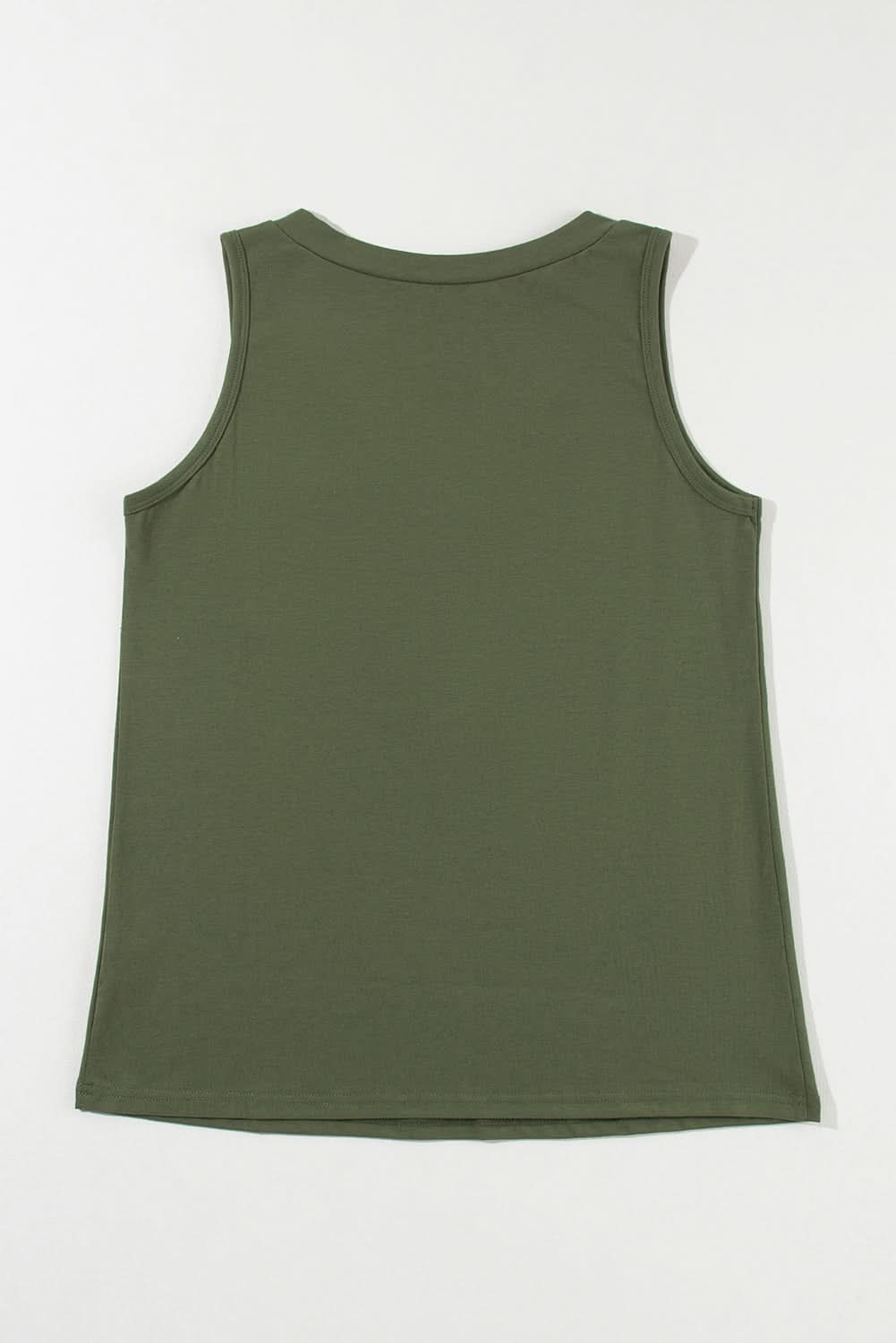 Jungle Green Half Button V Neck Patched Pocket Tank Top - Love Salve